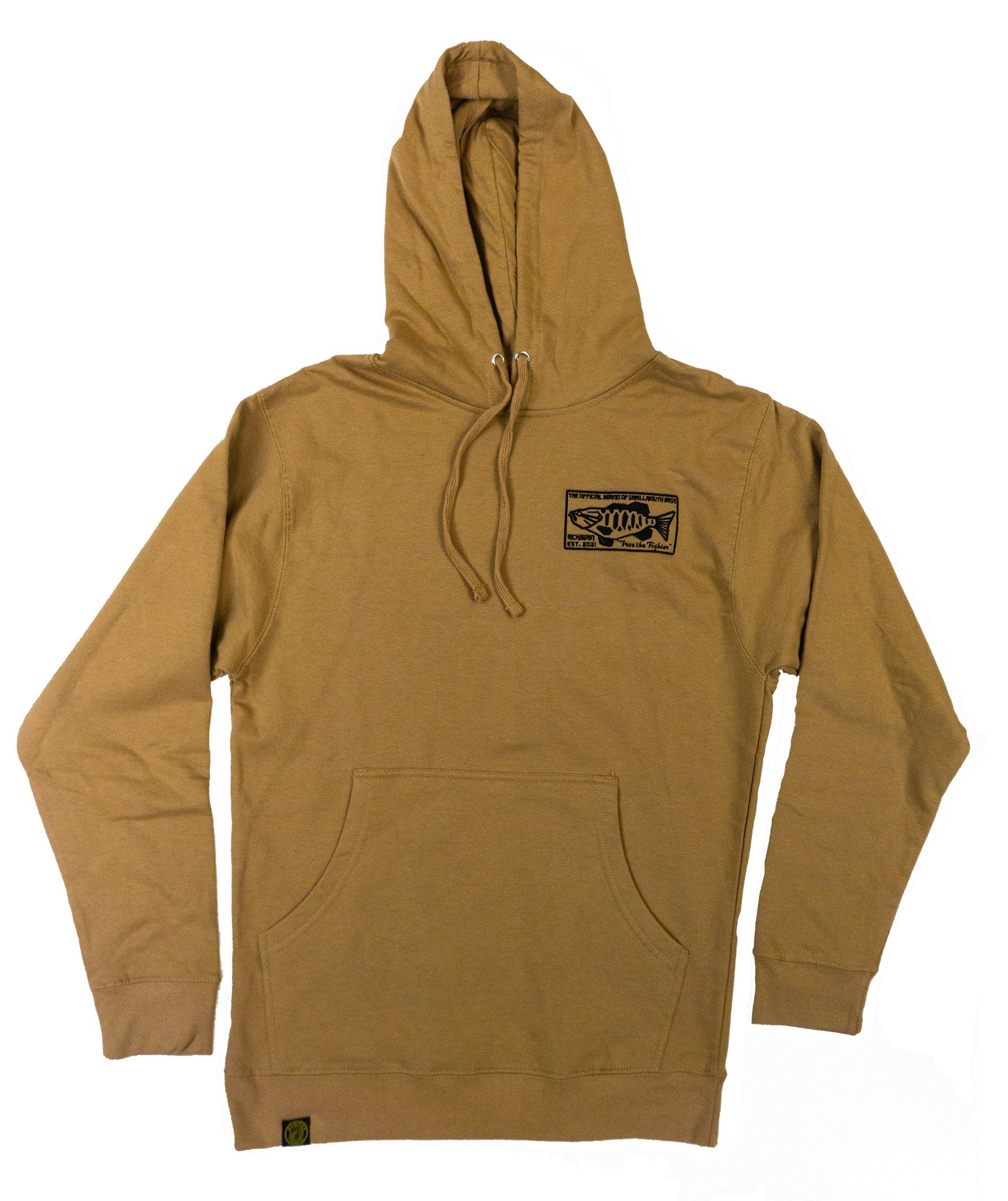 Achigan Free the Fighter Embroidered Hoodie Sand/Black - Hamilton Bait and Tackle